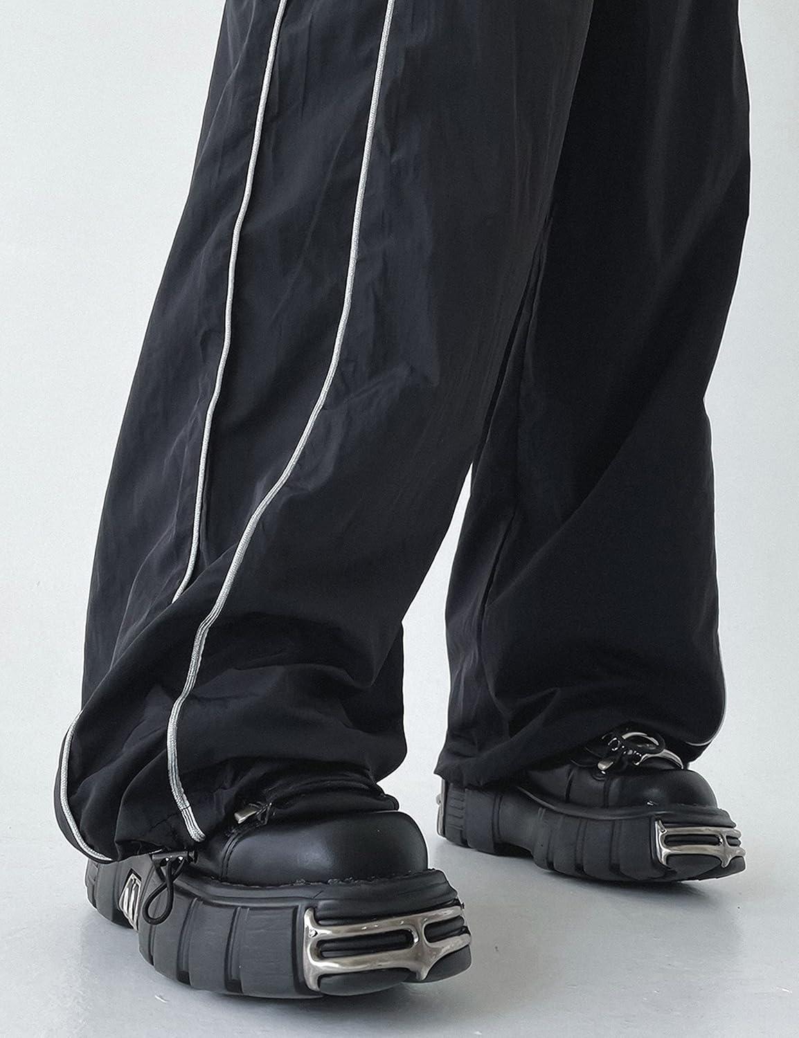 imageSpringrain Womens Wide Leg Track Pants Slouchy Stripe Detail Jogger Sweatpants with Pockets