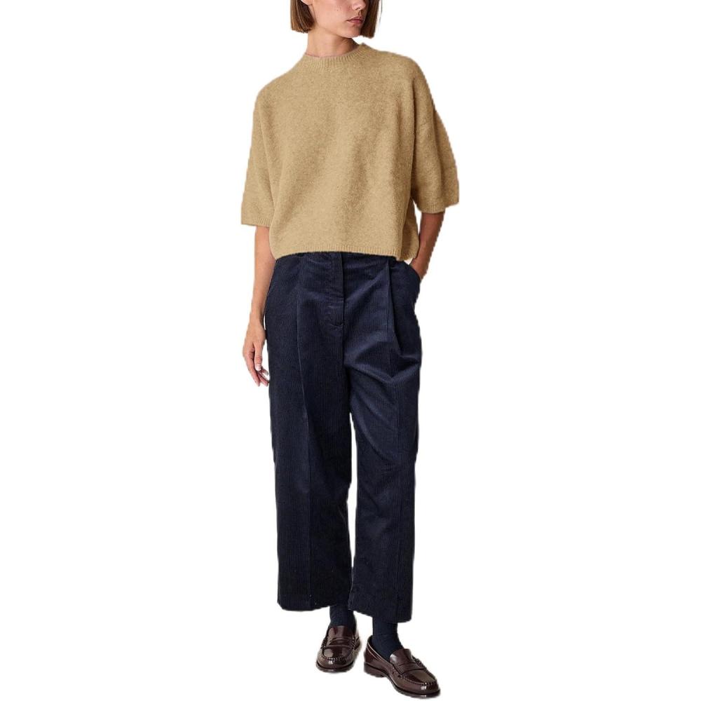 imageSpringrain Womens Half Sleeve Sweater Casual Crew Neck Sweater Lightweight Basic Knit Tops PulloverKhaki