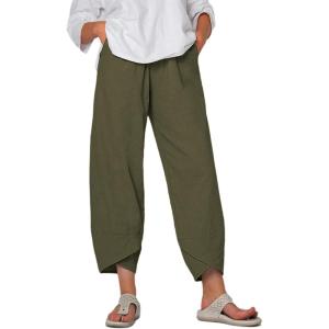 Springrain Women’s Capri Pants Casual Summer Cotton Cropped Lounge Pants Trousers(Armygreen)
