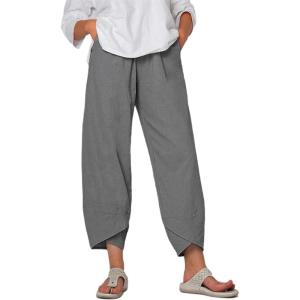 Springrain Women’s Capri Pants Casual Summer Cotton Cropped Lounge Pants Trousers(Darkgrey)
