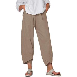 Springrain Women’s Capri Pants Casual Summer Cotton Cropped Lounge Pants Trousers(Darkkhaki)
