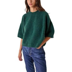 Springrain Women’s Half Sleeve Sweater Casual Crew Neck Sweater Lightweight Basic Knit Tops Pullover(Darkgreen)