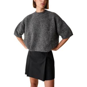 Springrain Women’s Half Sleeve Sweater Casual Crew Neck Sweater Lightweight Basic Knit Tops Pullover(Darkgrey)