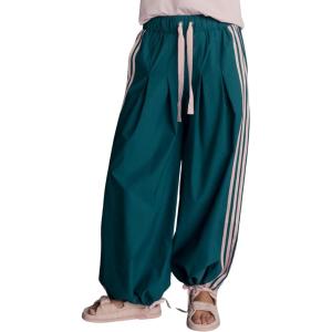 Springrain Women’s Striped Wide Leg Track Pants Baggy High Rise Drawstring Lounge Pants with Pockets(Darkgreen)