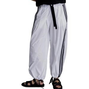 Springrain Women’s Striped Wide Leg Track Pants Baggy High Rise Drawstring Lounge Pants with Pockets(White)