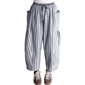 Springrain Women’s Striped Wide Leg Barrel Pants Casual Drawstring Harem Pants Palazzo Trousers with Pockets(Grey)
