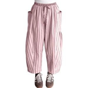 Springrain Women’s Striped Wide Leg Barrel Pants Casual Drawstring Harem Pants Palazzo Trousers with Pockets(Pink)