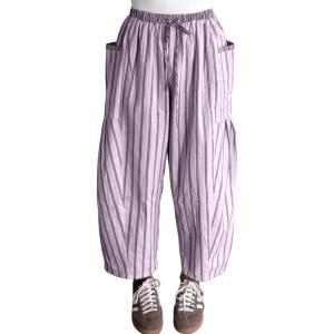 Springrain Women’s Striped Wide Leg Barrel Pants Casual Drawstring Harem Pants Palazzo Trousers with Pockets(Purple)