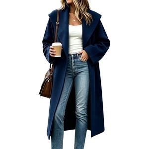 Springrain Women’s Shawl Collar Cardigan Coat Knit Sweater | Spacious front pockets, slouchy oversized silhouette, soft solid knit, elegant draping, versatile fall winter outerwear(Navy)