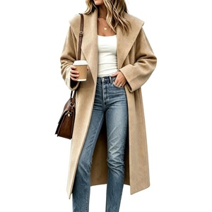 Springrain Women’s Shawl Collar Cardigan Coat Knit Sweater | Spacious front pockets, slouchy oversized silhouette, soft solid knit, elegant draping, versatile fall winter outerwear(Khaki)