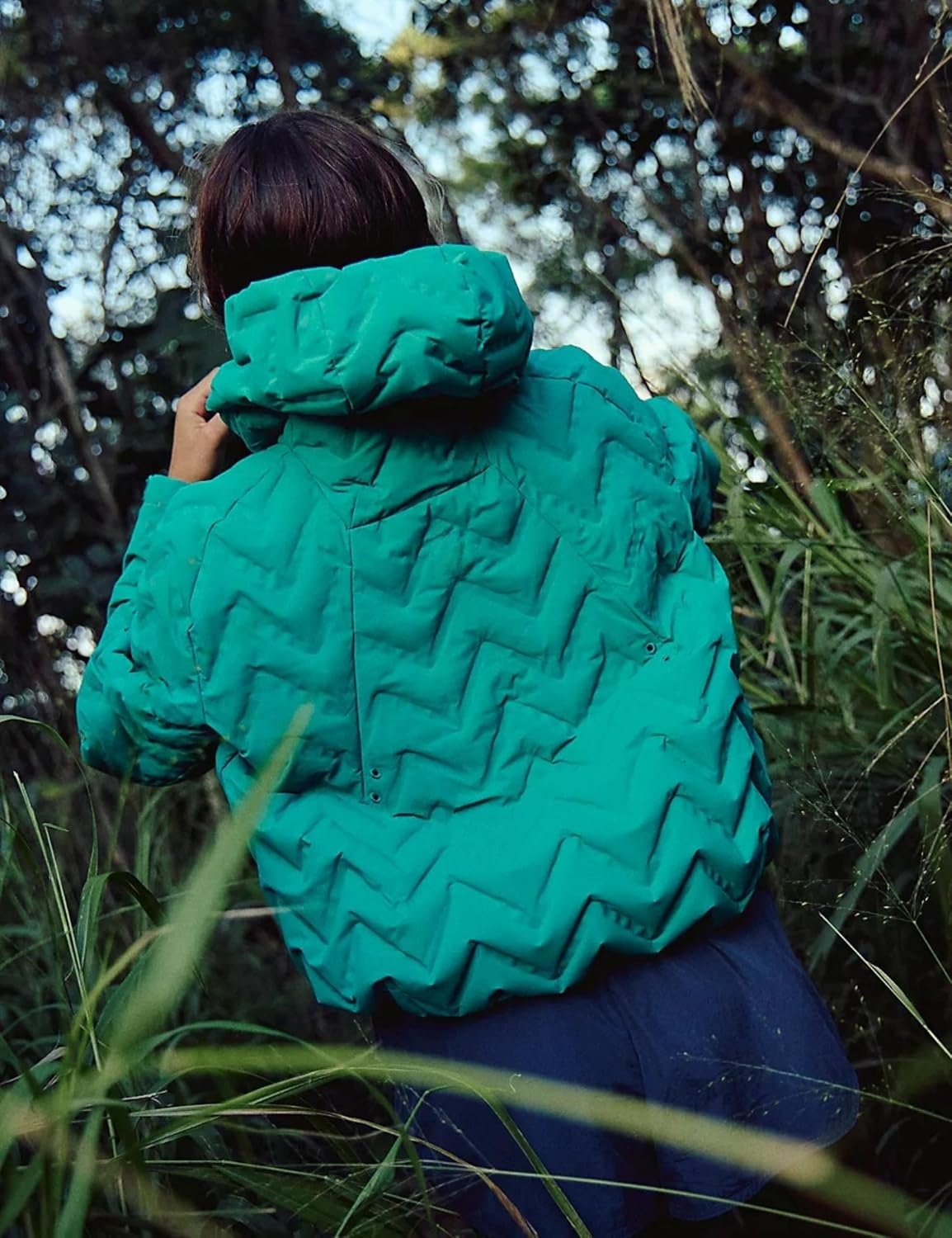 image:imageSpringrain Womens Quilted Zip Up Puffer Jacket Outdoor Coat Full Zip Front Warm Winter Casual Jacket Cropped DropShoulder Silhouette Easy Layering Side PocketsGreen