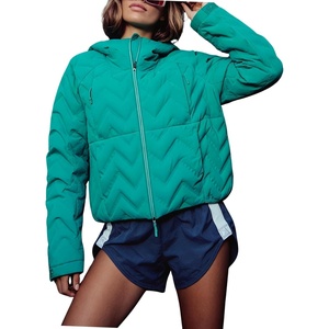 Springrain Women’s Quilted Zip Up Puffer Jacket Outdoor Coat | Full Zip Front, Warm Winter Casual Jacket, Cropped Drop‑Shoulder Silhouette, Easy Layering, Side Pockets(Green)