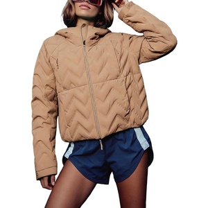 Springrain Women’s Quilted Zip Up Puffer Jacket Outdoor Coat | Full Zip Front, Warm Winter Casual Jacket, Cropped Drop‑Shoulder Silhouette, Easy Layering, Side Pockets(Khaki)