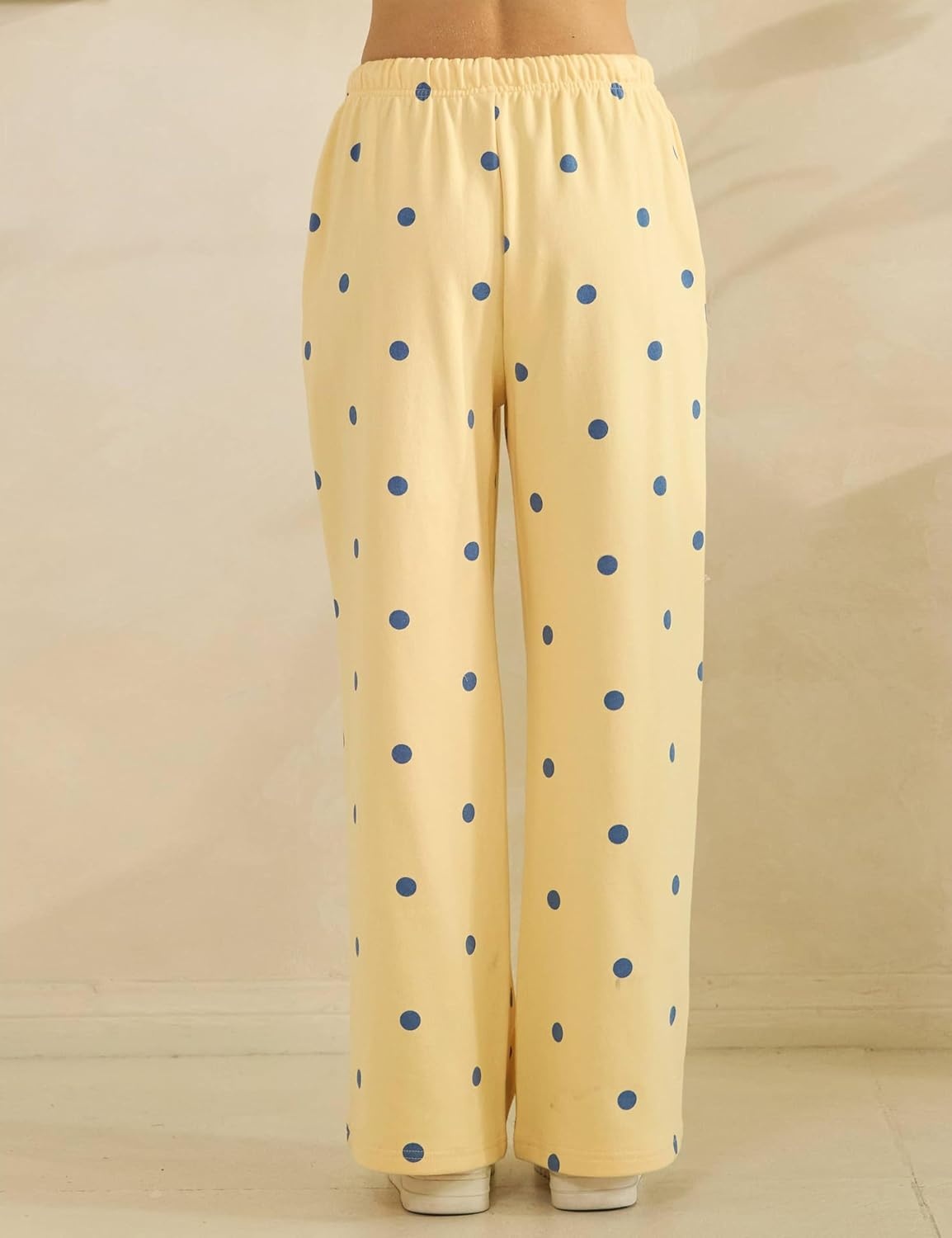 image:imageSpringrain Womens 2 Piece Polka Dot Fall Lounge Set SweatsuitYellowL Side Lace Trim Detailing Elastic Drawstring Waistband Side Pockets Figureflattering Wide Leg Pants Ribbed Cuffs