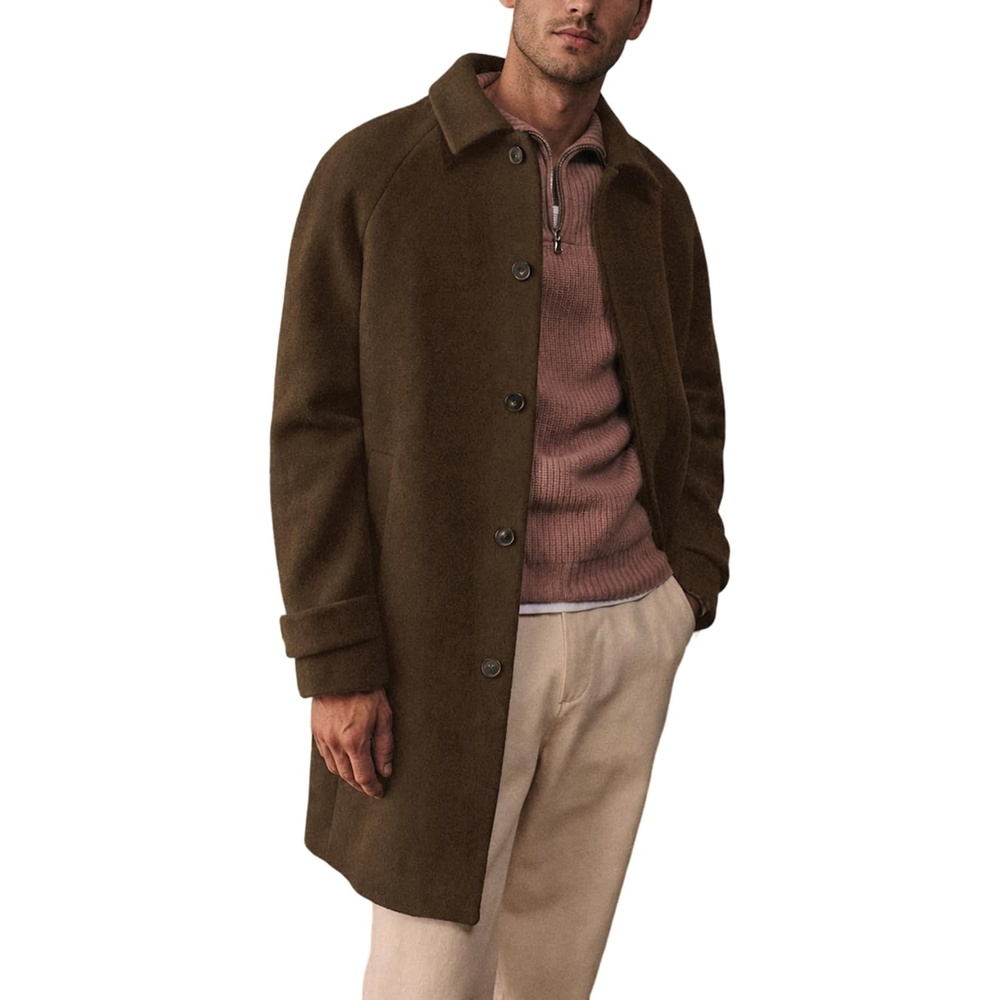 image:imageSpringrain Mens Collar Wool Blend Pea Coat Warm Winter OvercoatsCoffee