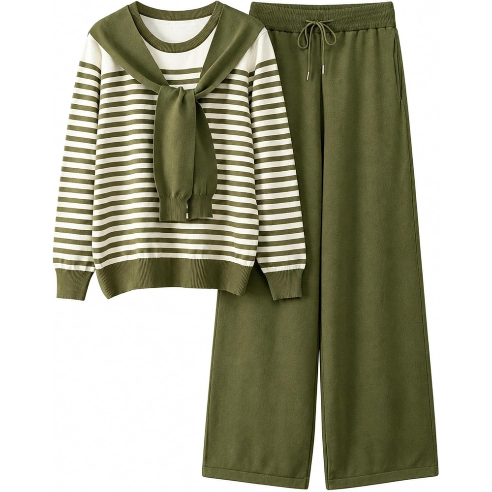 image:imageSpringrain Womens 2 Piece Outfits Lounge Sets Knit SweatsuitsGreen