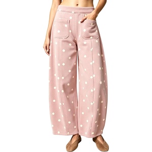 Springrain Women’s Polka Dot Sweatpants Wide Leg Barrel Pants(Pink)