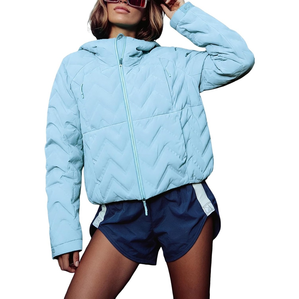 image:imageSpringrain Womens Quilted Zip Up Puffer Jacket Outdoor CoatBlue