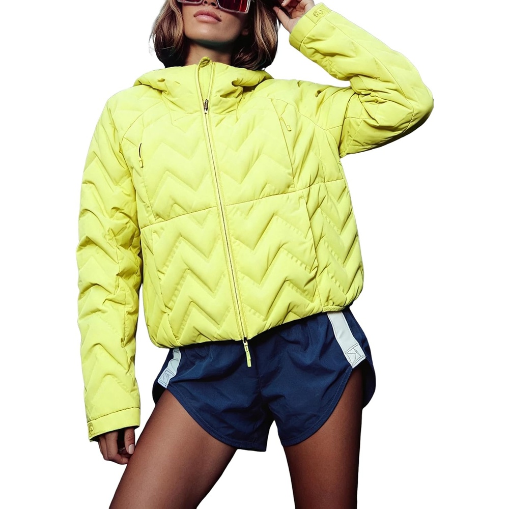 image:imageSpringrain Womens Quilted Zip Up Puffer Jacket Outdoor CoatYellow
