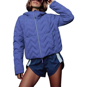 Springrain Women’s Quilted Zip Up Puffer Jacket Outdoor Coat(Purple)