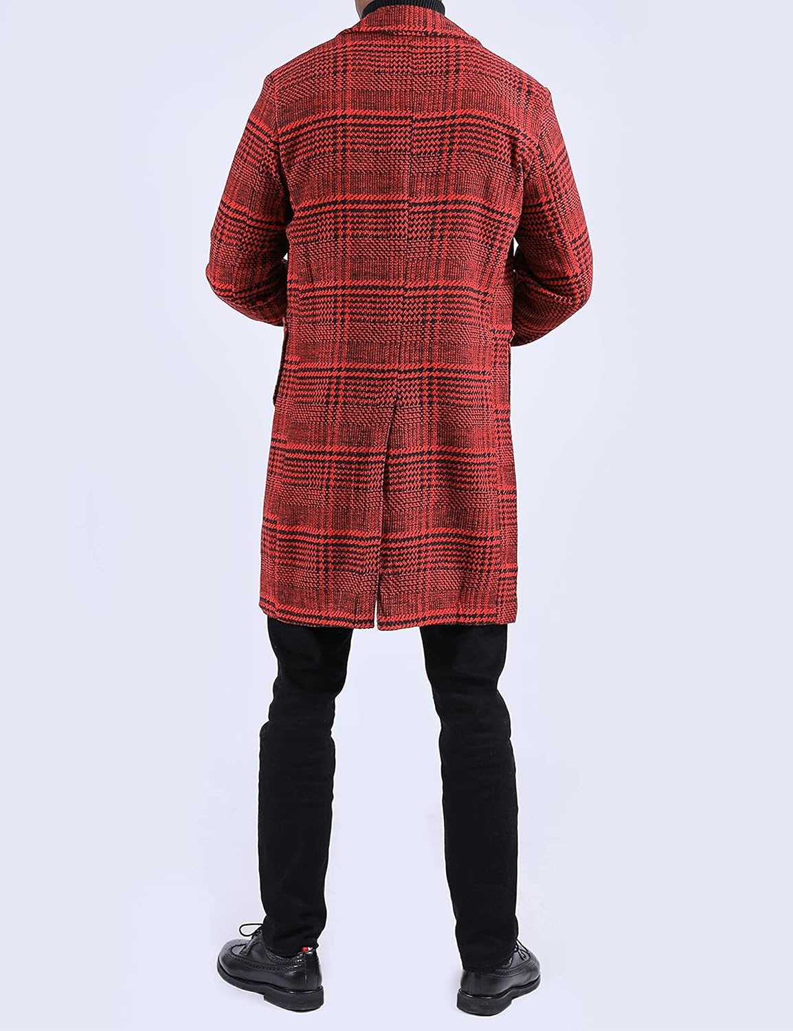 image:imageSpringrain Mens Wool Blend Pea Coat Single Breasted Overcoat2 Winered