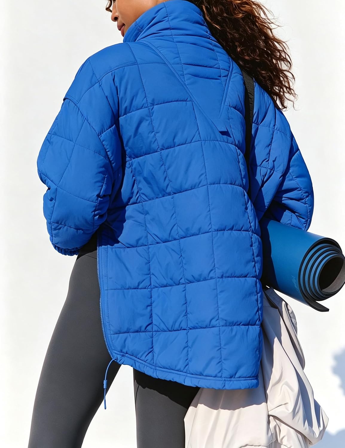 image:imageSpringrain Womens Quilted Pullover Puffer Jacket Oversized Half Zip CoatBlue