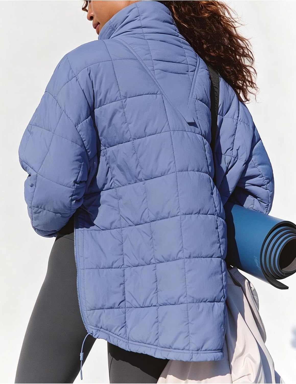image:imageSpringrain Womens Quilted Pullover Puffer Jacket Oversized Half Zip CoatBluegrey