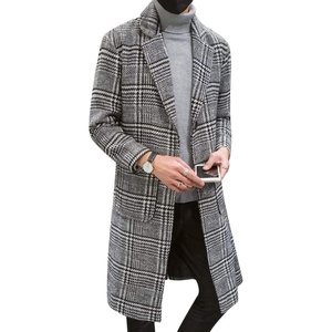 Springrain Men’s Wool Blend Pea Coat Single Breasted Overcoat(#2 Blackandwhite)