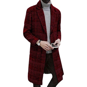 Springrain Men’s Wool Blend Pea Coat Single Breasted Overcoat(#2 Winered)