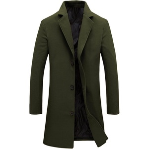 Springrain Men’s Wool Blend Pea Coat Single Breasted Overcoat(Armygreen)