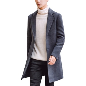 Springrain Men’s Wool Blend Pea Coat Single Breasted Overcoat(Dark Gray)
