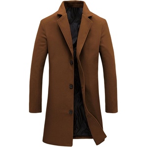 Springrain Men’s Wool Blend Pea Coat Single Breasted Overcoat(Darkbrown)