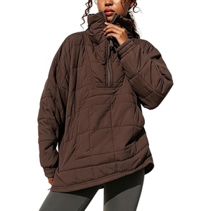 Springrain Women’s Quilted Pullover Puffer Jacket Oversized Half Zip Coat(Coffee)