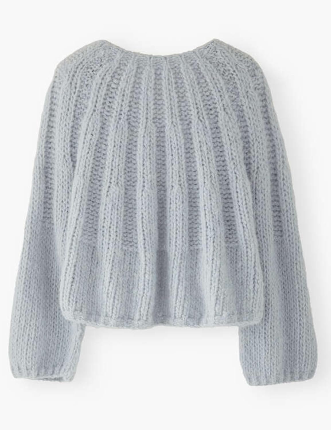 image:imageSpringrain Womens Chunky Knit Cropped Cardigan Casual Open Front SweaterLightblue