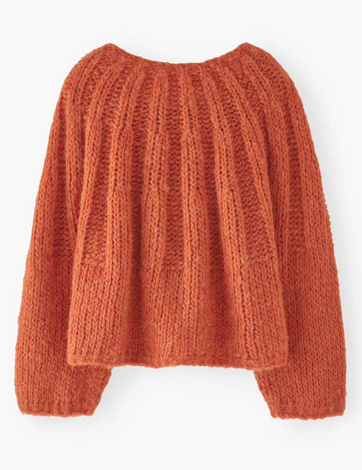 image:imageSpringrain Womens Chunky Knit Cropped Cardigan Casual Open Front SweaterOrange