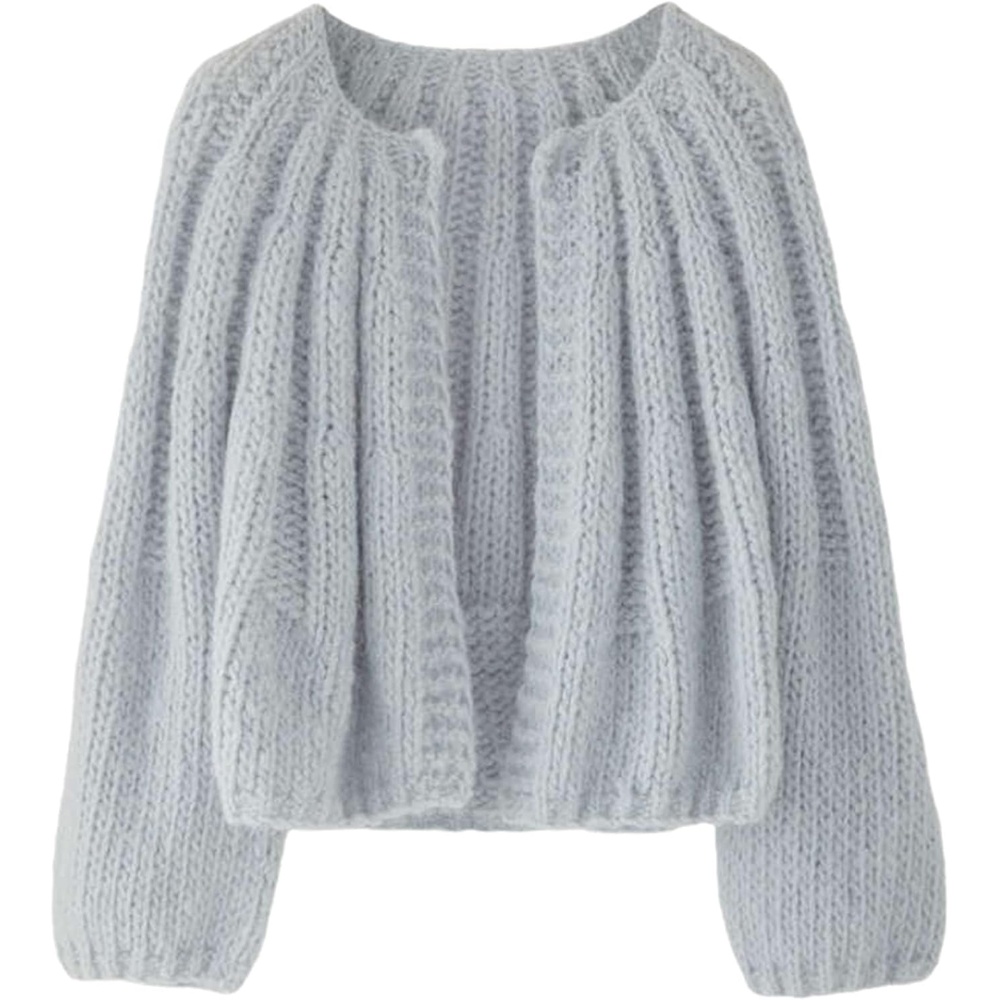 image:imageSpringrain Womens Chunky Knit Cropped Cardigan Casual Open Front SweaterLightblue