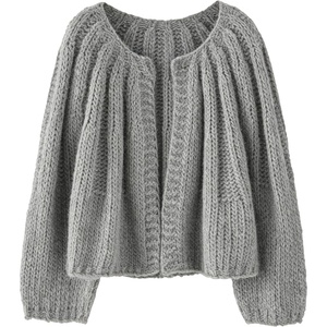 Springrain Womens Chunky Knit Cropped Cardigan Casual Open Front Sweater(Lightgrey)