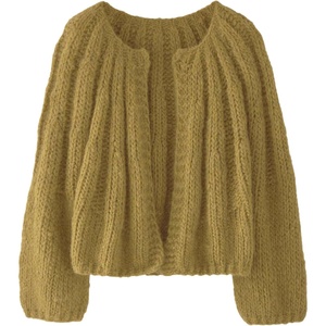 Springrain Womens Chunky Knit Cropped Cardigan Casual Open Front Sweater(Olive)