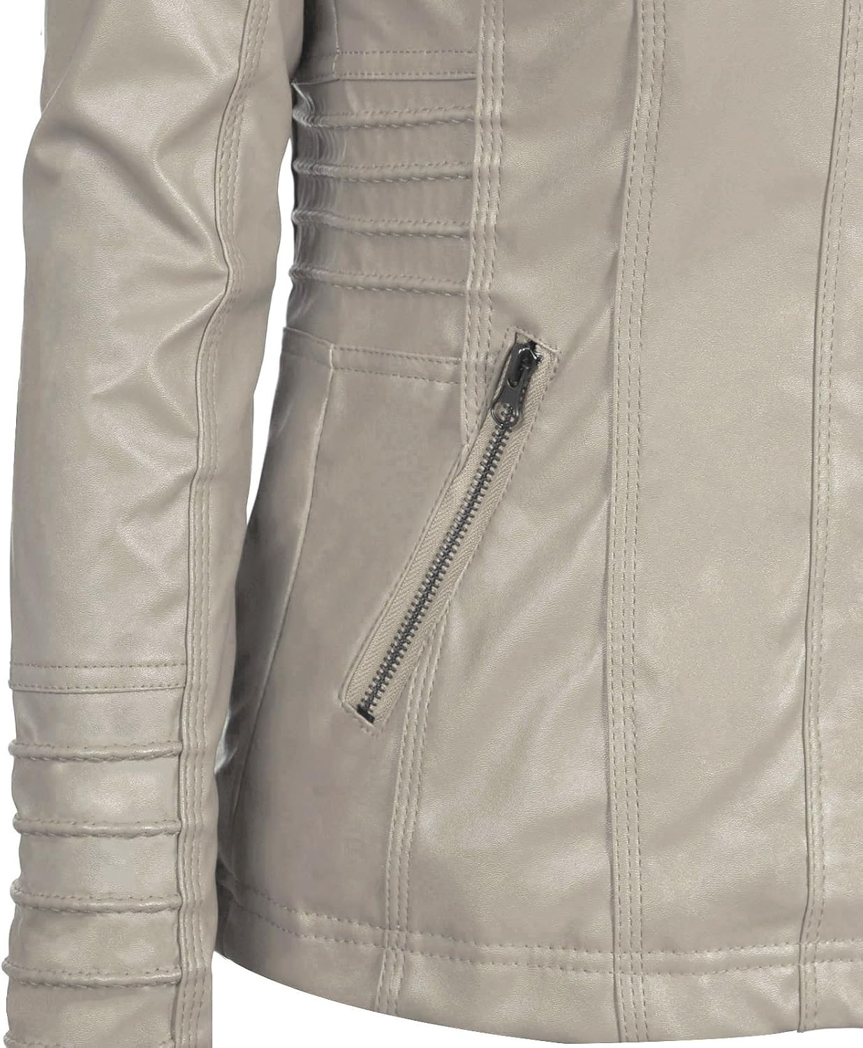 image:imageSpringrain Womens Faux Leather Jacket Moto Biker Coat for Fall and WinterApricot