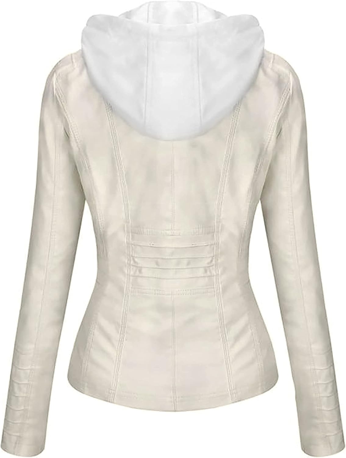 image:imageSpringrain Womens Faux Leather Jacket Moto Biker Coat for Fall and WinterWhite