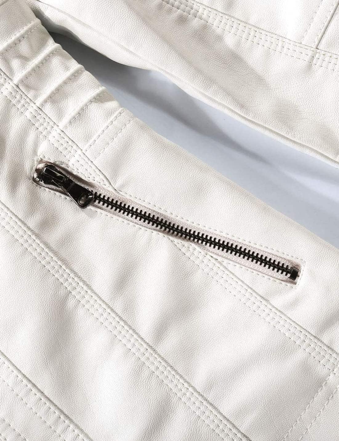 image:imageSpringrain Womens Faux Leather Jacket Moto Biker Coat for Fall and WinterWhite