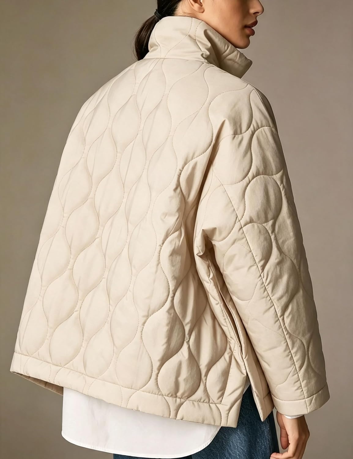 image:imageSpringrain Womens Quilted Puffer Jacket Oversized Winter CoatBeige