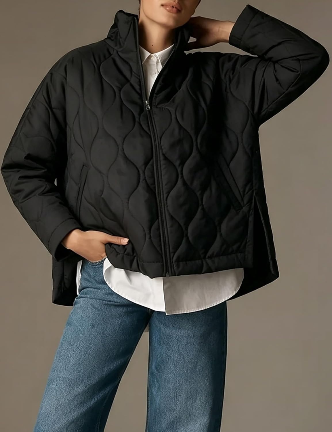 image:imageSpringrain Womens Quilted Puffer Jacket Oversized Winter CoatBlack