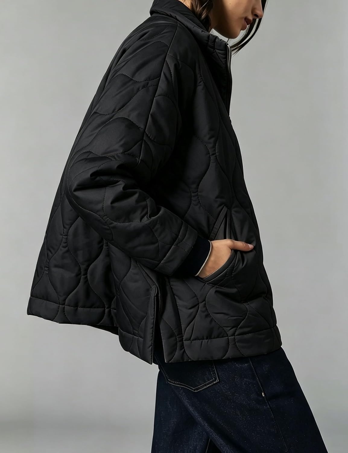 image:imageSpringrain Womens Quilted Puffer Jacket Oversized Winter CoatBlack
