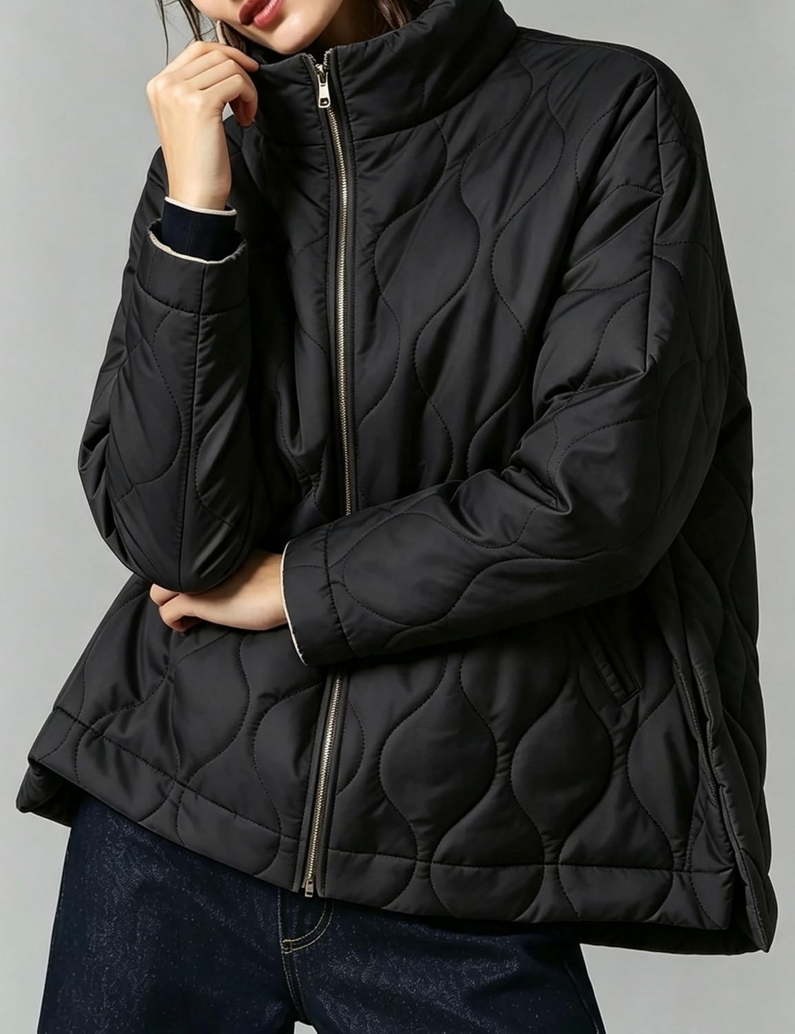 image:imageSpringrain Womens Quilted Puffer Jacket Oversized Winter CoatBlack