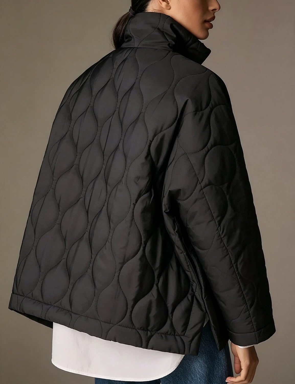 image:imageSpringrain Womens Quilted Puffer Jacket Oversized Winter CoatBlack