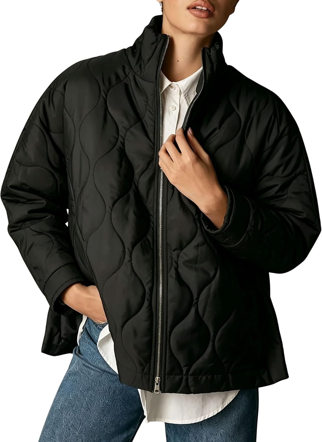 image:imageSpringrain Womens Quilted Puffer Jacket Oversized Winter CoatBlack