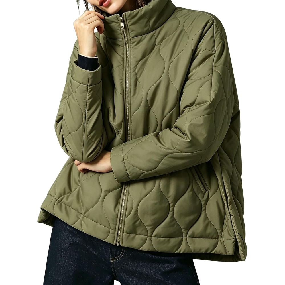 image:imageSpringrain Womens Quilted Puffer Jacket Oversized Winter CoatArmygreen