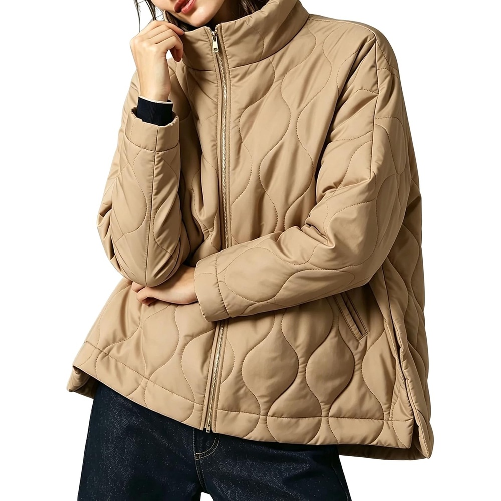 image:imageSpringrain Womens Quilted Puffer Jacket Oversized Winter CoatKhaki