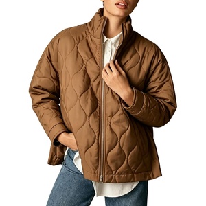 Springrain Women’s Quilted Puffer Jacket Oversized Winter Coat(Brown)